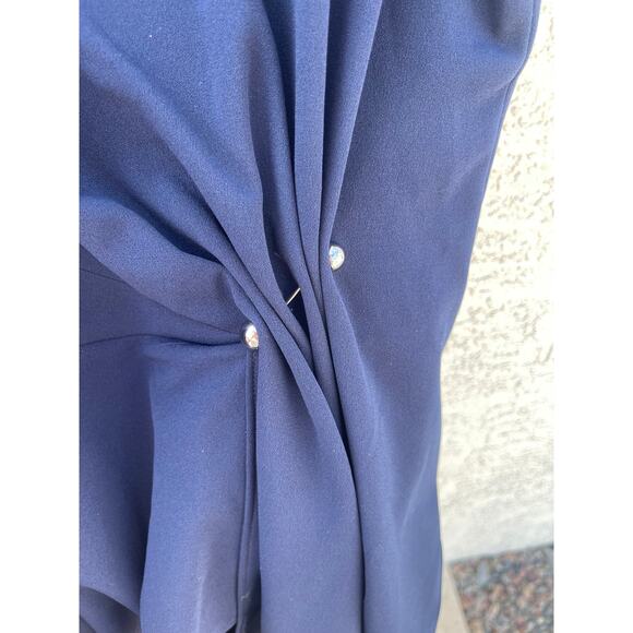 NWT - DKNY Women's Sleeveless Side-Draped Wide-Leg Jumpsuit - Navy - 10 - Picture 10 of 10